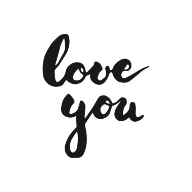 Kaligrafi el yazısı yazı metni Sevgililer günü ile tebrik için Love You