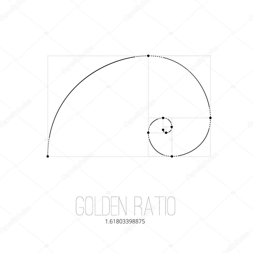 Symbol of the golden ratio tattoo black lines on the  isolated background