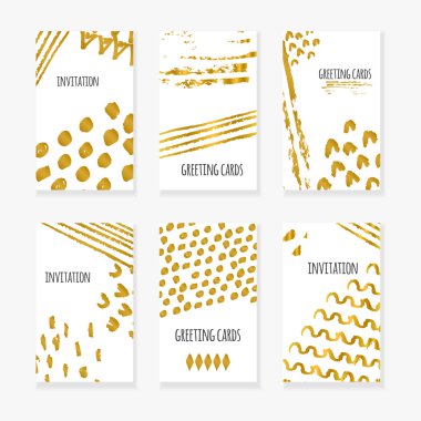 Set of gold abstract hand drawn sketch, background for invitations and greeting cards