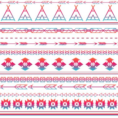 Aztec tribal seamless multicolor pattern background. Tribal design can be applied for invitations, fashion fabrics