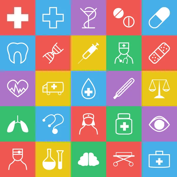 Set of 25 medicine icons with trendy flat color — Stock Vector