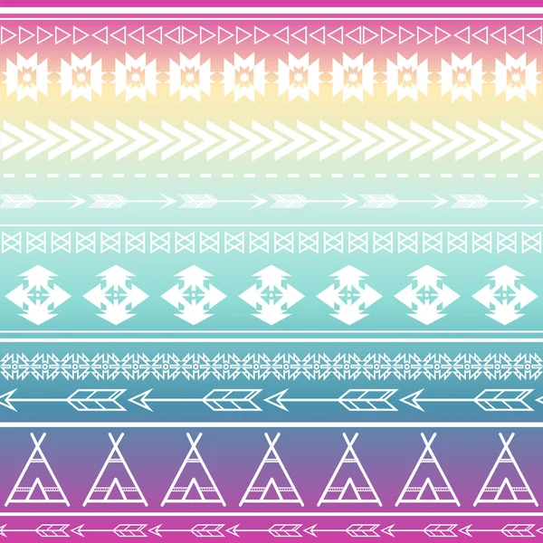 Aztec tribal seamless multicolor pattern background. Tribal design can be applied for invitations, fashion fabrics — Stock Vector