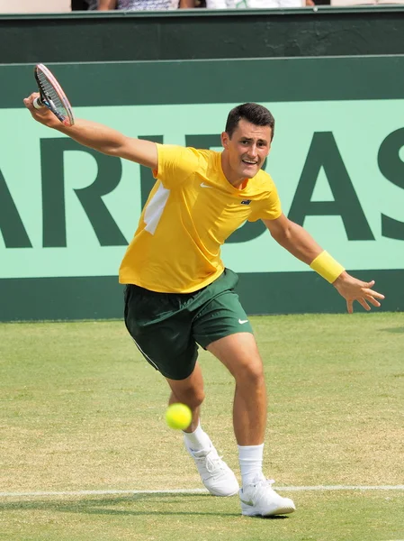 Bernard Tomic slice backhand — Stock Photo, Image