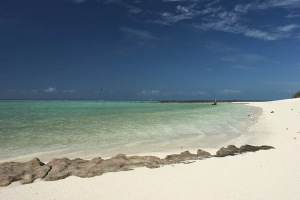 Spiaggia di sabbia bianca con rocce nel Queensland tropicale — Foto Stock