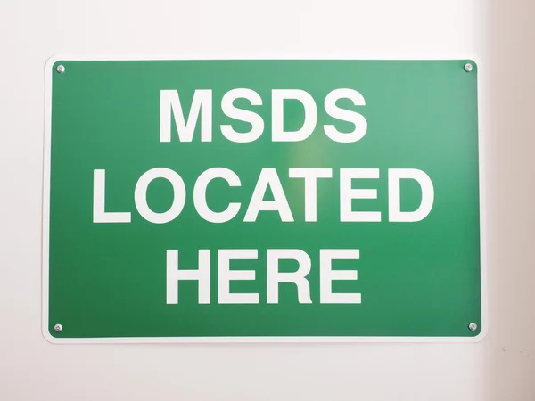 Folha de dados de segurança do material sinal de localização MSDS — Fotografia de Stock