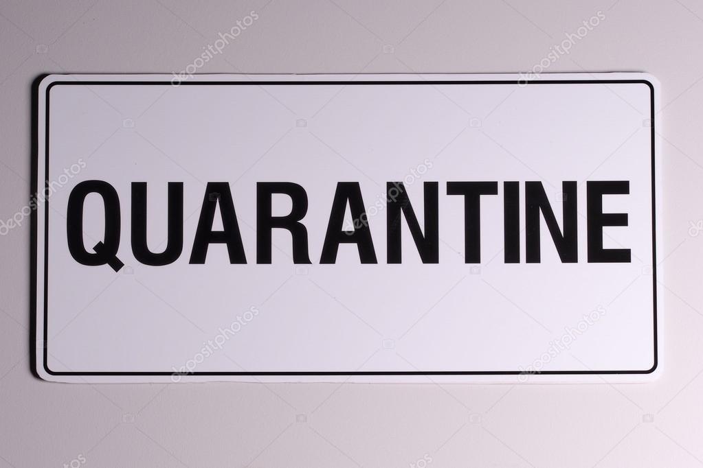 Quarantine wall sign in black on off white background