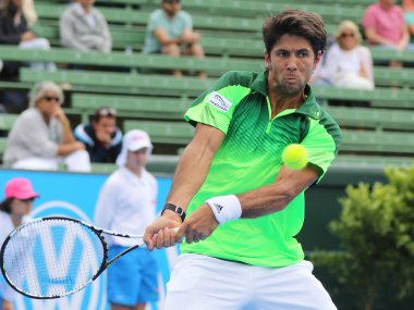Fernando Verdasco bir xhibition ve pratik maç Kooyong Tc Topspin Backhand etkisi hemen önce