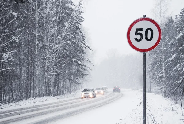 도 표지판 제한 속도 50km/h — 스톡 사진