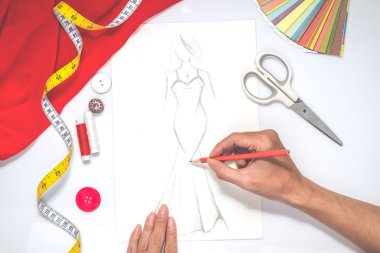 Moda Tasarımcısı Studio ekipmanları ile işyeri 