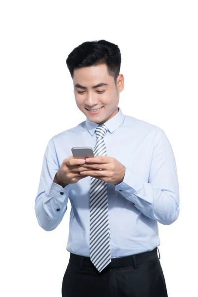 Azjatycki biznes biznesmen przy użyciu telefonu — Zdjęcie stockowe