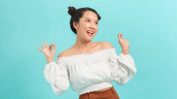 Surprised Happy Beautiful Woman Looking Excitement — Stock Photo, Image
