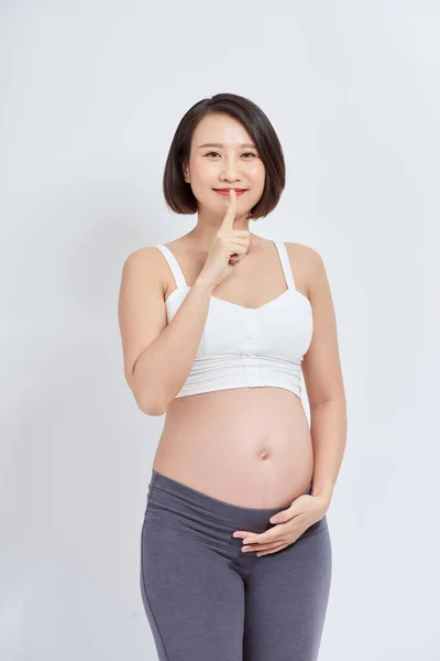 Jeune Belle Femme Asiatique Enceinte Attendant Bébé Demandant Être Calme — Photo