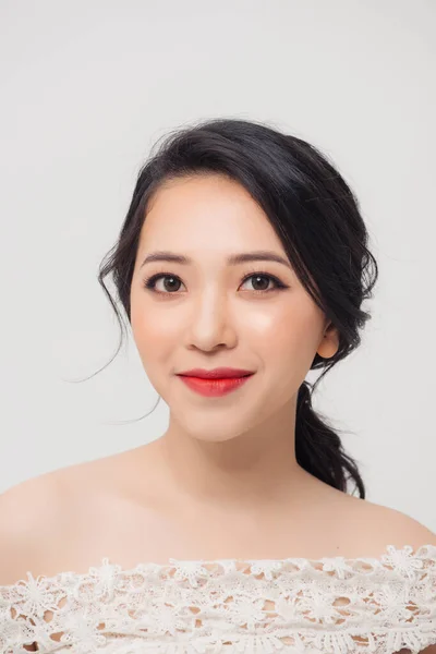 Portrait Beautiful Elegant Young Asian Woman White Background — Stock Photo, Image