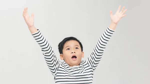 Levantado Adolescente Manos Arriba Niño Bebé Niño Sorprendido Sorpresa — Foto de Stock