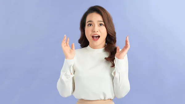 Asian Girl Surprised She Excited — Stock Photo, Image