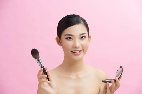 Gyönyörű Ázsiai Szakmai Szépség Alkalmazó Smink Kozmetikai Smink — Stock Fotó