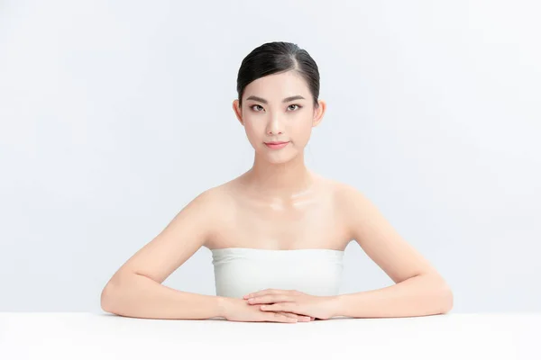 Porträt Schöne Junge Asiatische Frau Saubere Frische Haut Konzept Auf — Stockfoto