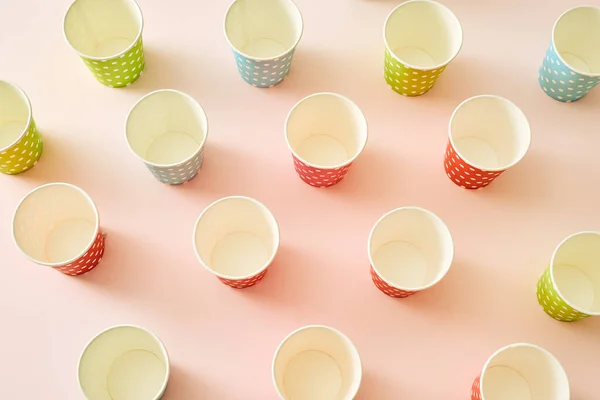 Paper Fashion Cups Delicate Pink Background — Stock Photo, Image