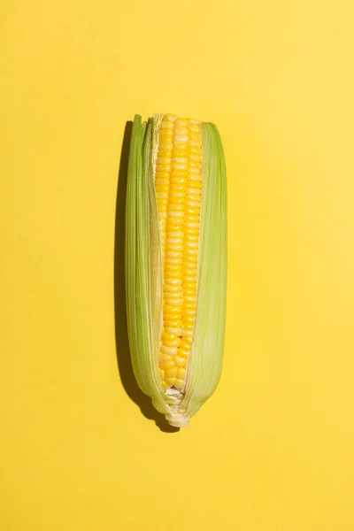 Szemközti Nézet Egy Kukorica Sárga Háttér — Stock Fotó