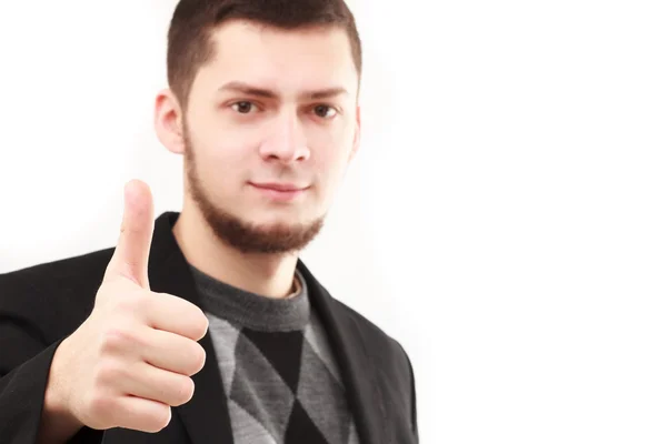 Young businessman with thumb up — Stock Photo, Image