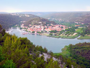 Küçük kasaba Skradin, Hırvatistan.