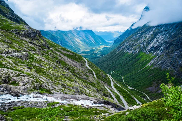 Trollstigen Troll Stairs Serpentine Mountain Road Popular Tourist Attraction Due — Stock Photo, Image