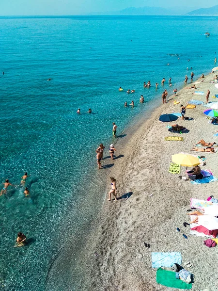Finale Ligure Italy July 2019 Vacationers Free Sandy Pebble Capo — Stock Photo, Image