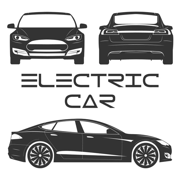 Silhouet van elektrische auto. — Stockvector