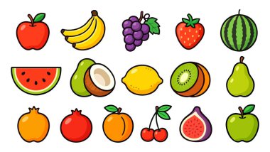 Renkli organik meyve simgeleri - Renkli Meyve Simgeleri