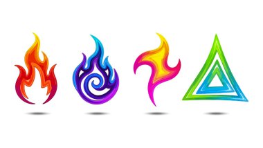 Canlı Renklerde Biçimlendirilmiş Element Sembolleri - Biçimlendirilmiş Ateş Alevleri Simgeleri