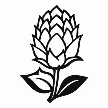 Minimalist Siyah ve Beyaz Enginar İllüstrasyonu