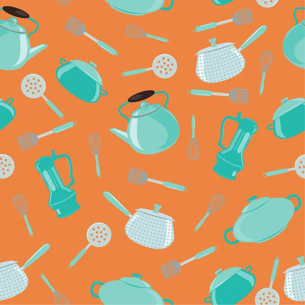 Seamless Pattern with Kitchen Tools — Stock Vector