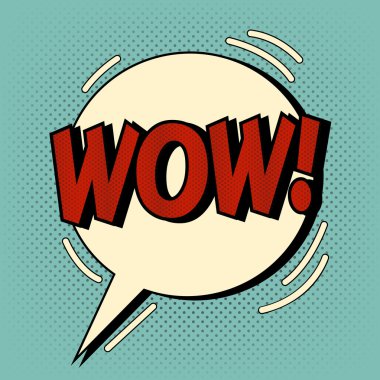 Komik Bubble Pop sanat tarzı ifadeler Wow