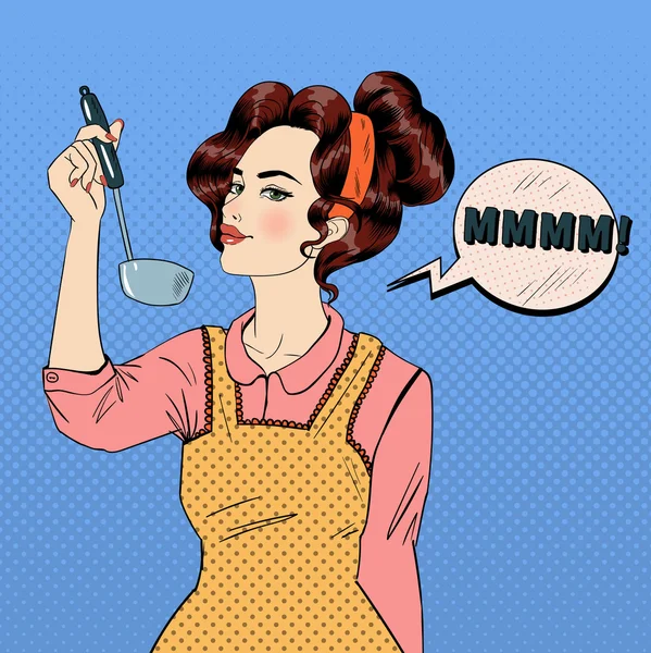 Mutfakta yemek Pop sanat tarzı çekici kadın