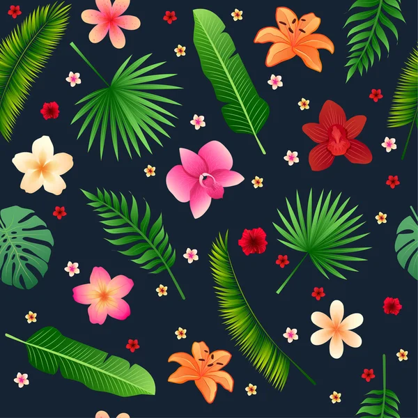 Bezešvé pozadí tropické květy — Stockový vektor