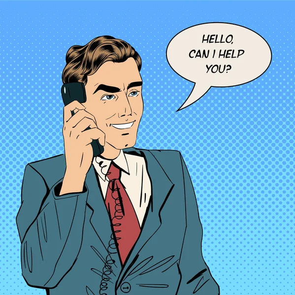Επιχειρηματίας που μιλά στο τηλέφωνο στο γραφείο — Διανυσματικό Αρχείο