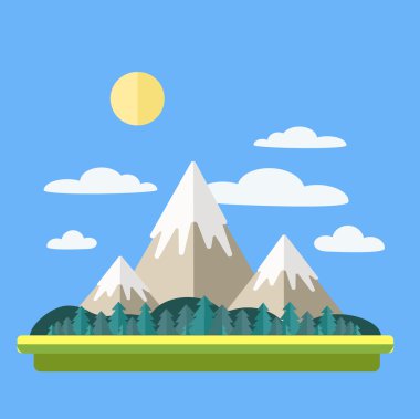 Mountains Landscape with Clouds and Forest