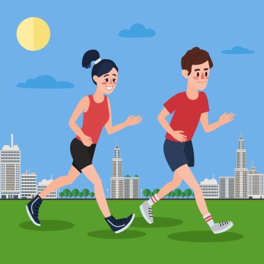 Megapolis'te Koşan Erkek ve Kadın