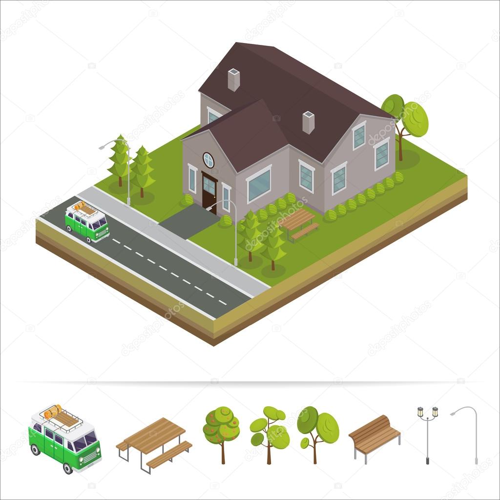 Modern House. Modern Home. Isometric Concept. Real Estate. Cottage. Isometric House. Computer Icon. Modern Scandinavian Style. Vector illustration