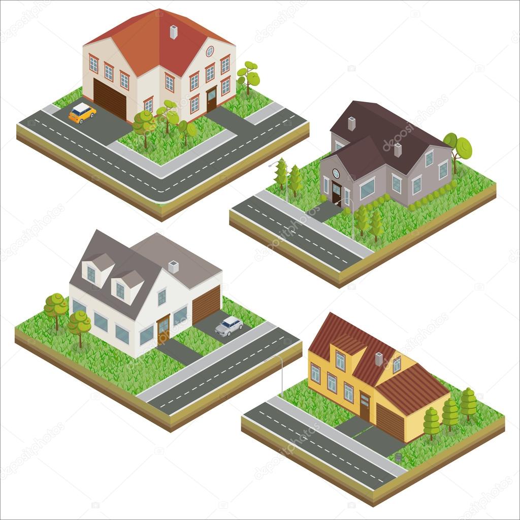 Modern Houses. Modern Home. Isometric Concept. Real Estate. Cottage. Isometric House. Computer Icon. Modern Scandinavian Style. Vector illustration