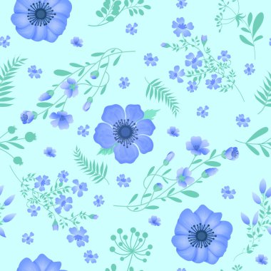 Çiçek arka plan. Kusursuz Desen. Çiçekler ve yapraklar. Vintage Çiçekler. Çiçek Elementleri