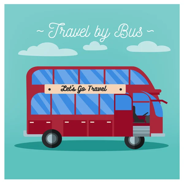 Banner podróży. Przemysłu turystycznego. Podróże autobusowe. Sposób transportu — Wektor stockowy