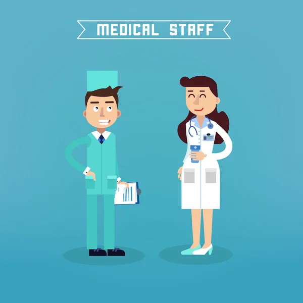 Medical Staff. Nurse and Doctor. Hospital Medical Team. Health Care. Medicine Professional. Medical Concept. Vector illustration — Stock Vector