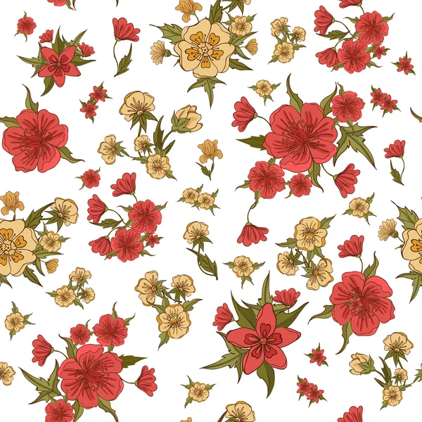 Floraler Hintergrund. Blumen nahtlose Muster. Jahrgangsblumen. — Stockvektor