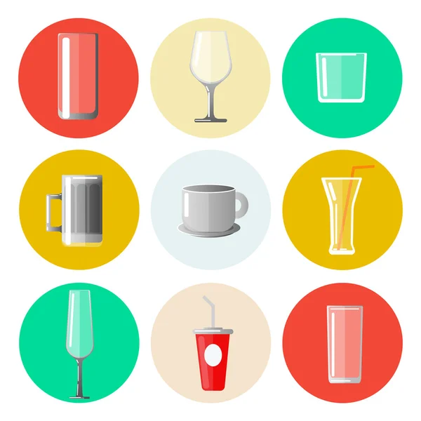 Conjunto de diferentes vasos y copas. Ilustración vectorial — Vector de stock