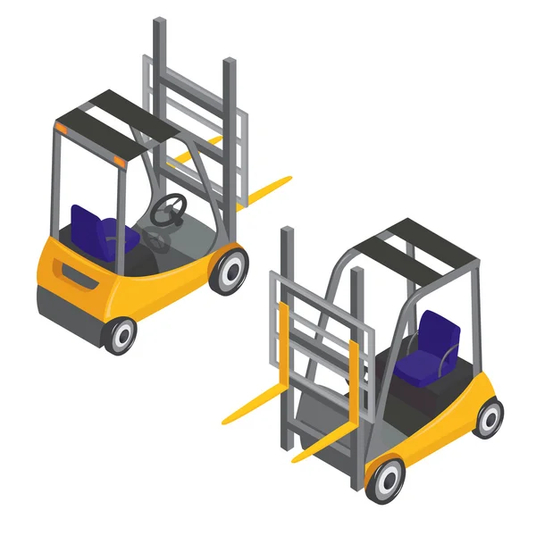 Forklift Transport. Isometric Transportation. Cargo Industry. Vector illustration — Stock Vector