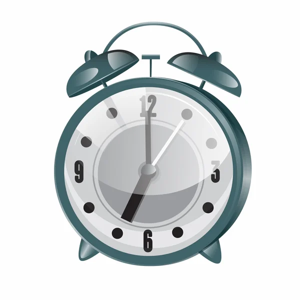 Retro Alarm Clock. Metallic Vintage Clock. Vector illustration — Stock Vector