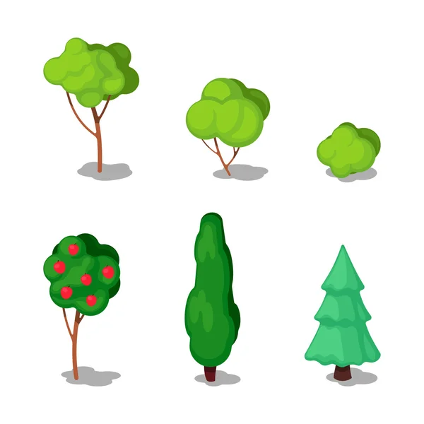 Isometrische bomen. Stad planten set. Vector illustratie — Stockvector