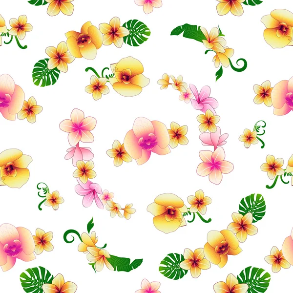 Fleurs tropicales. Contexte floral. Fleurs motif sans couture. Illustration vectorielle — Image vectorielle