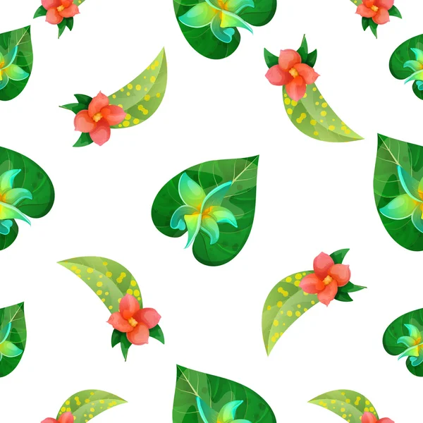 Tropical Flowers. Floral Background. Flowers Seamless Pattern. Vector illustration — Stock Vector